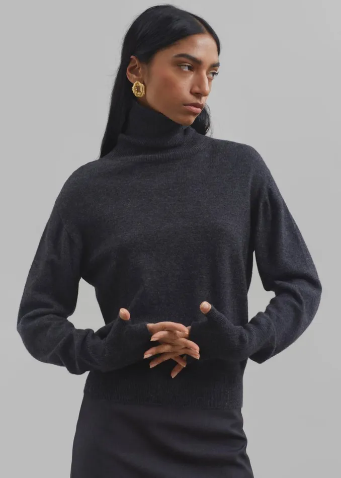 Women The Frankie Shop Knitwear Delia Wool Turtleneck Charcoal