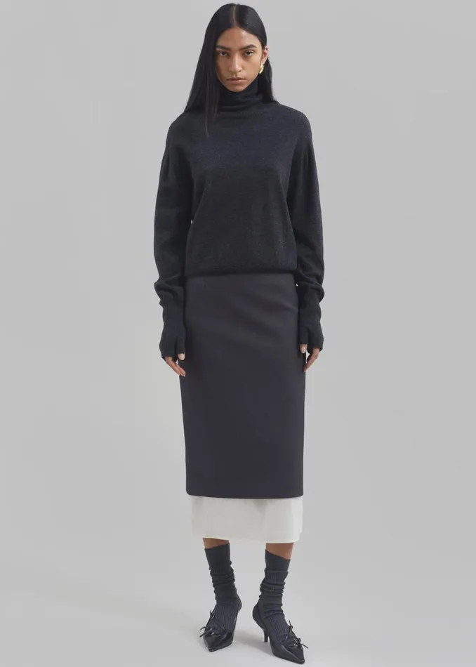 Women The Frankie Shop Knitwear Delia Wool Turtleneck Charcoal