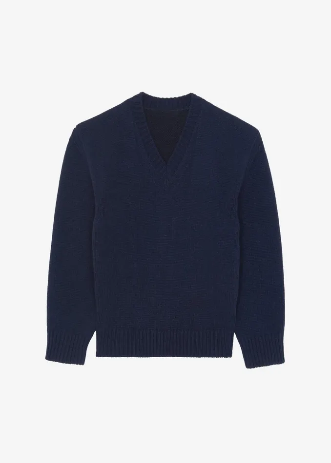 Women The Frankie Shop Knitwear Edina Two Tone Wool Sweater Navy