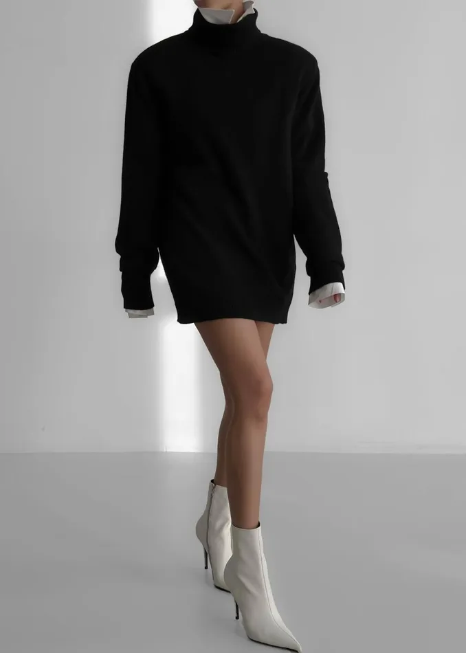 Women The Frankie Shop Knitwear Emilia Mini Padded Sweater Dress Black