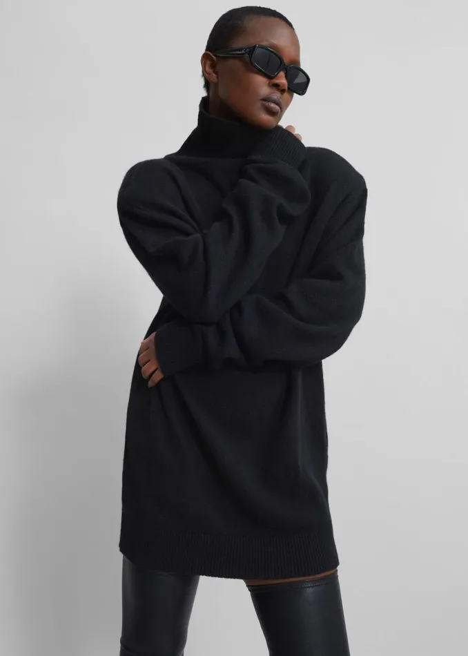 Women The Frankie Shop Knitwear Emilia Mini Padded Sweater Dress Black