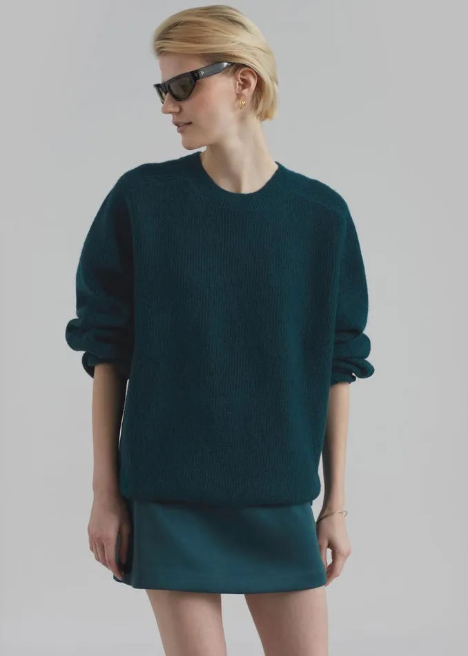Women The Frankie Shop Knitwear Emory Sweater Deep Teal