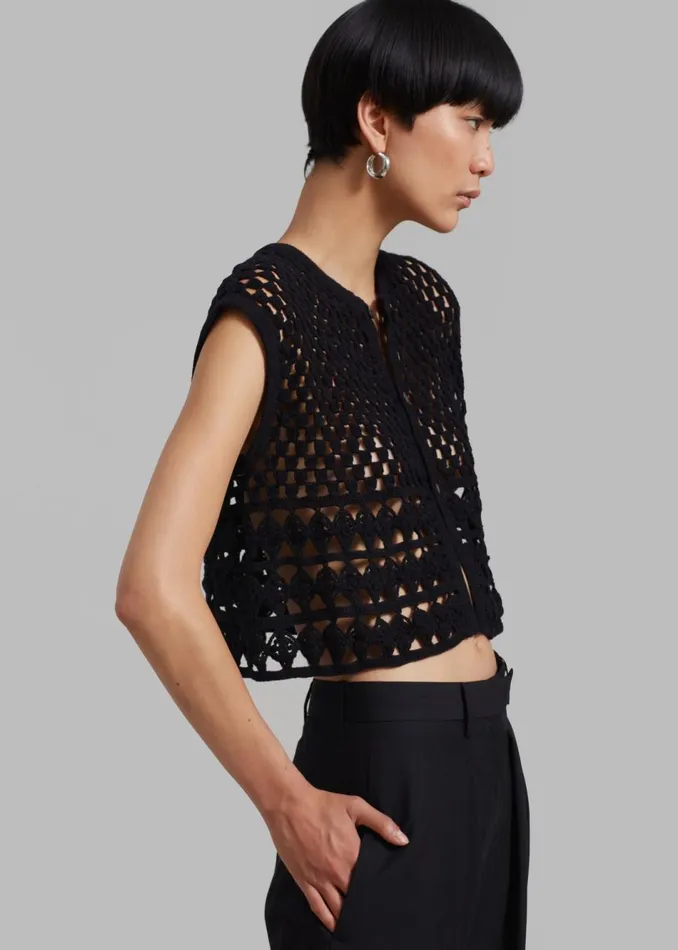 Women The Frankie Shop Knitwear Esme Crochet Vest Black