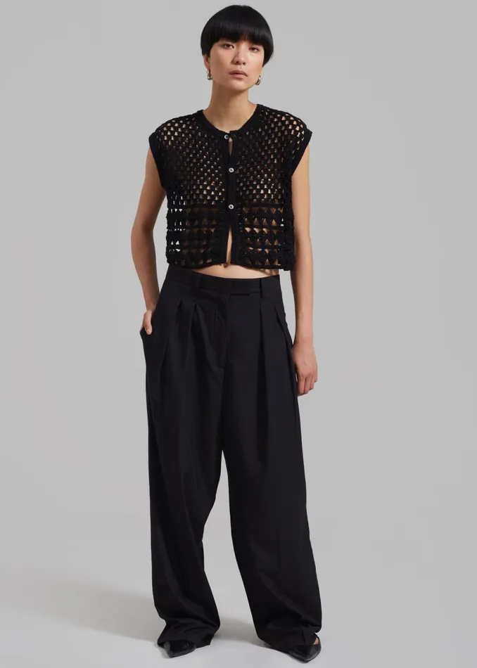 Women The Frankie Shop Knitwear Esme Crochet Vest Black