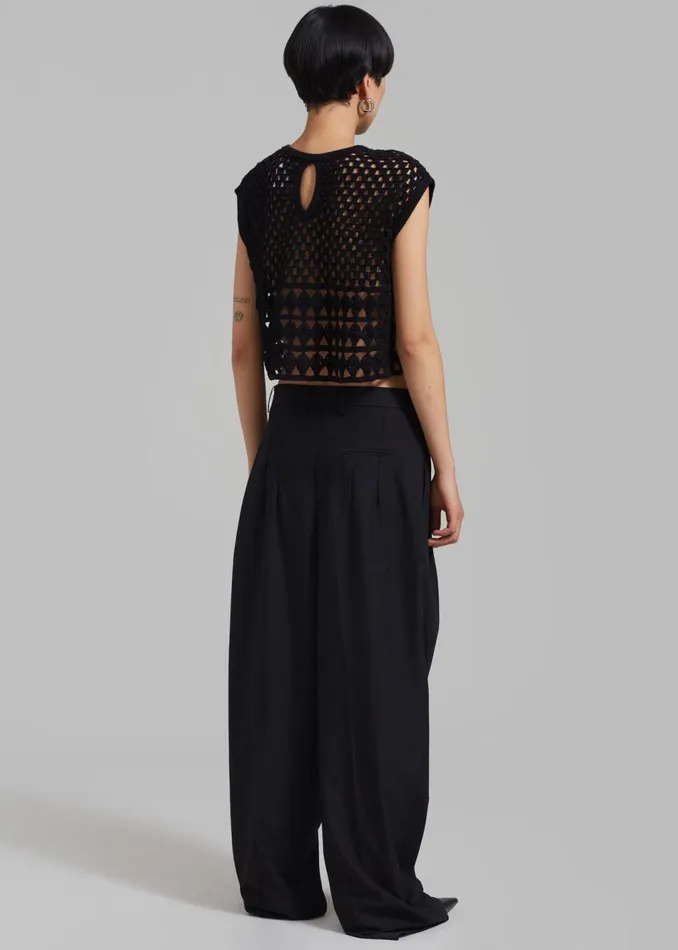 Women The Frankie Shop Knitwear Esme Crochet Vest Black