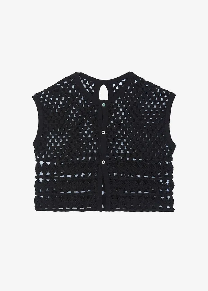 Women The Frankie Shop Knitwear Esme Crochet Vest Black