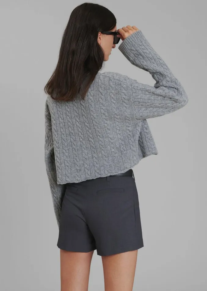 Women The Frankie Shop Knitwear Farrah Braided Sweater Grey Melange