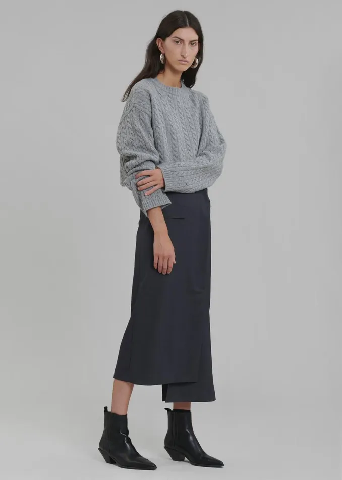 Women The Frankie Shop Knitwear Farrah Braided Sweater Grey Melange