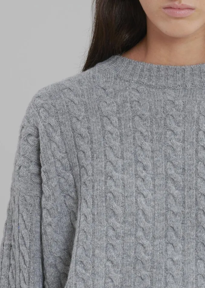 Women The Frankie Shop Knitwear Farrah Braided Sweater Grey Melange