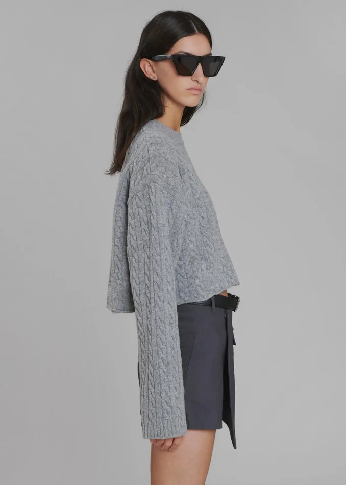 Women The Frankie Shop Knitwear Farrah Braided Sweater Grey Melange