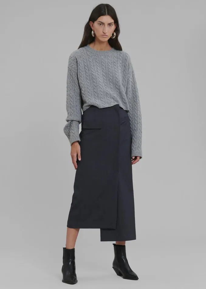 Women The Frankie Shop Knitwear Farrah Braided Sweater Grey Melange