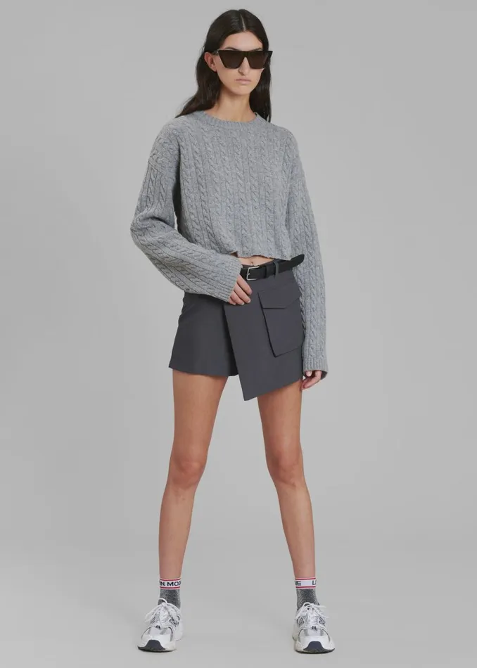 Women The Frankie Shop Knitwear Farrah Braided Sweater Grey Melange