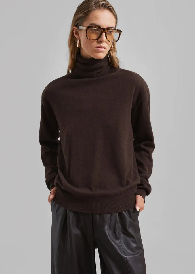 Women The Frankie Shop Knitwear Ines Thin Padded Turtleneck Brown