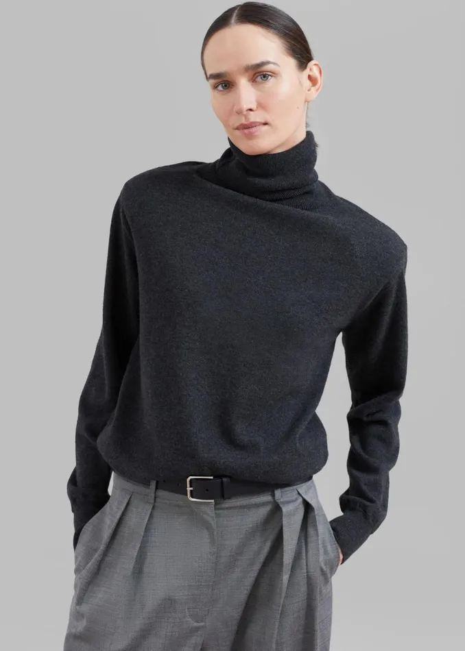 Women The Frankie Shop Knitwear Ines Thin Padded Turtleneck Charcoal