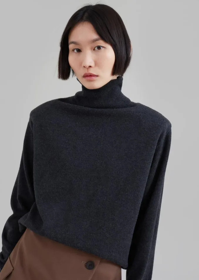 Women The Frankie Shop Knitwear Ines Thin Padded Turtleneck Charcoal