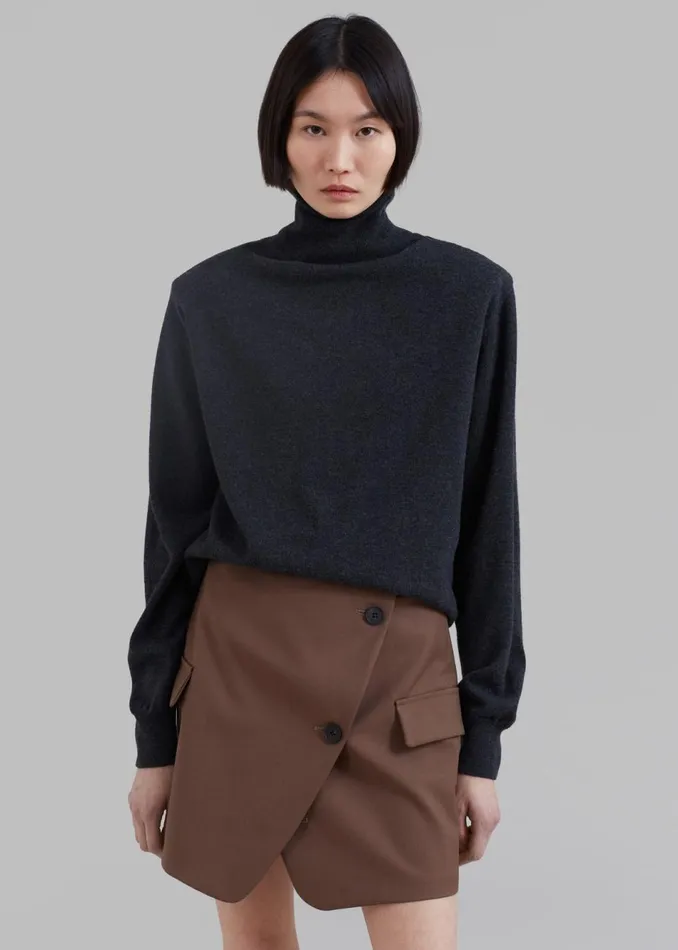 Women The Frankie Shop Knitwear Ines Thin Padded Turtleneck Charcoal
