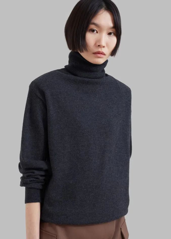 Women The Frankie Shop Knitwear Ines Thin Padded Turtleneck Charcoal