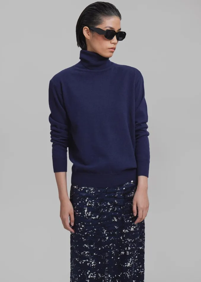 Women The Frankie Shop Knitwear Ines Thin Padded Turtleneck Navy