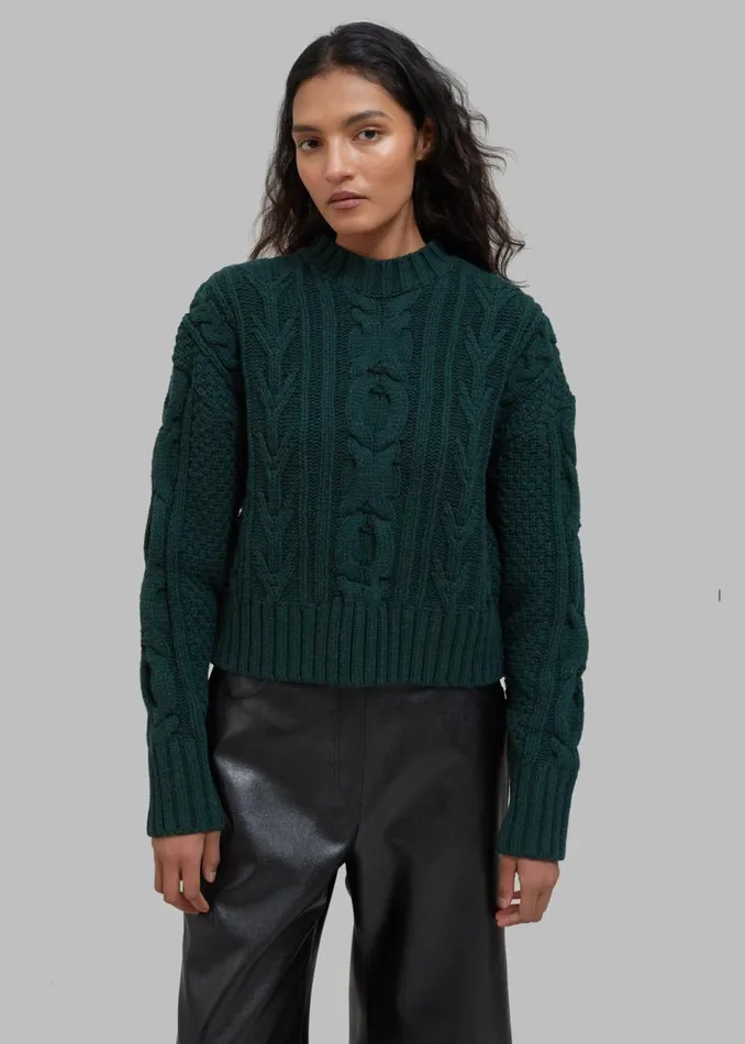 Women The Frankie Shop Knitwear Johel Braided Sweater Bottle Green