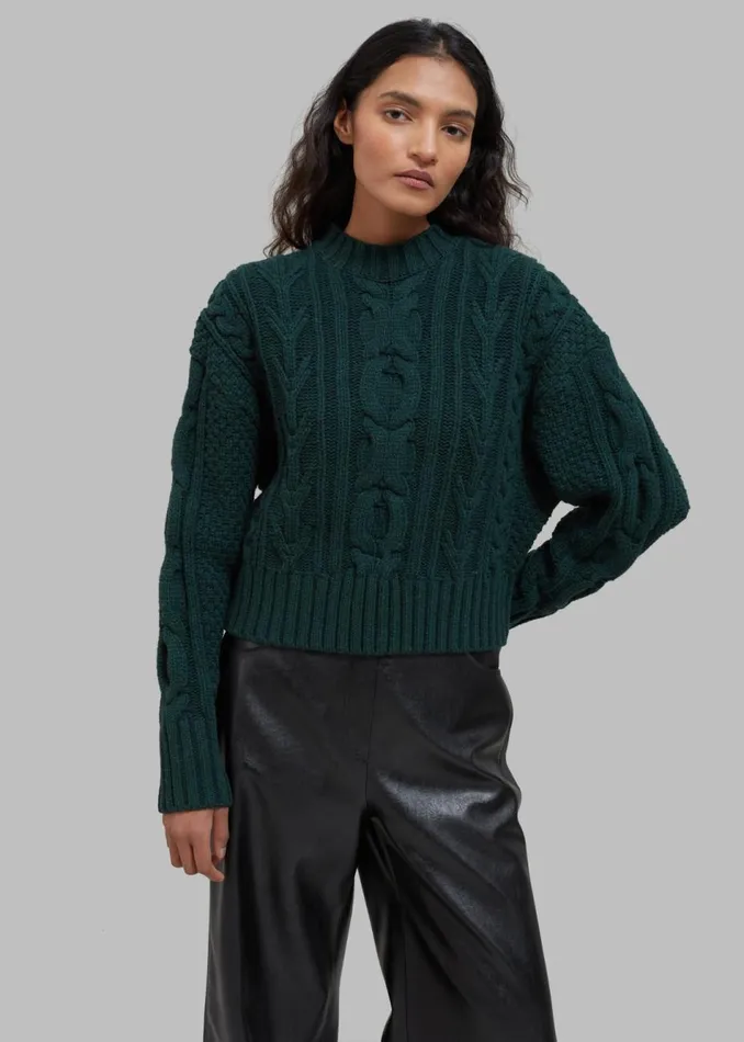 Women The Frankie Shop Knitwear Johel Braided Sweater Bottle Green