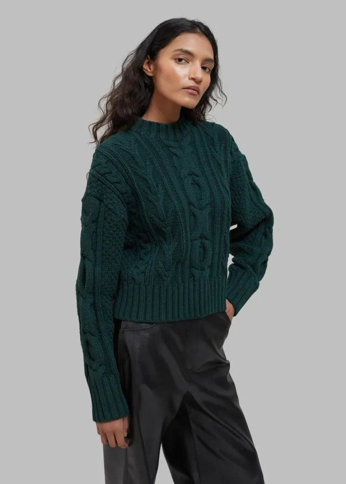Women The Frankie Shop Knitwear Johel Braided Sweater Bottle Green