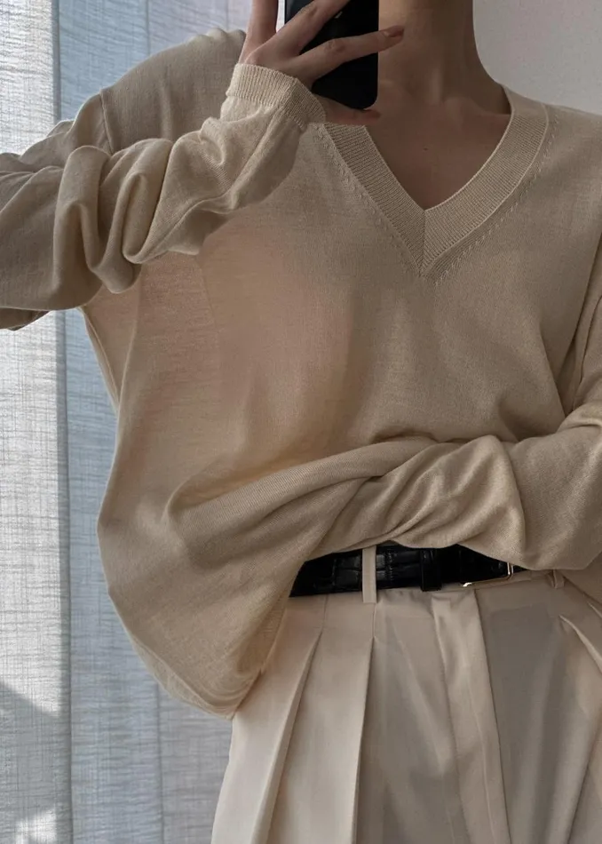 Women The Frankie Shop Knitwear Juro VNeck Knit Butter