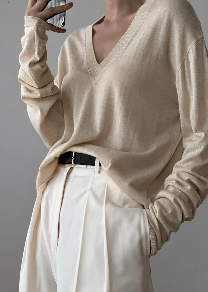 Women The Frankie Shop Knitwear Juro VNeck Knit Butter