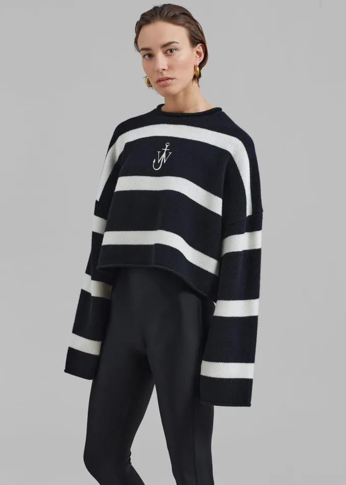 Women The Frankie Shop Knitwear JW Anderson Cropped Anchor Jumper Blackwhite