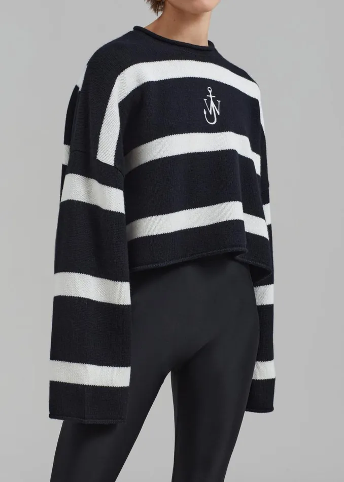 Women The Frankie Shop Knitwear JW Anderson Cropped Anchor Jumper Blackwhite
