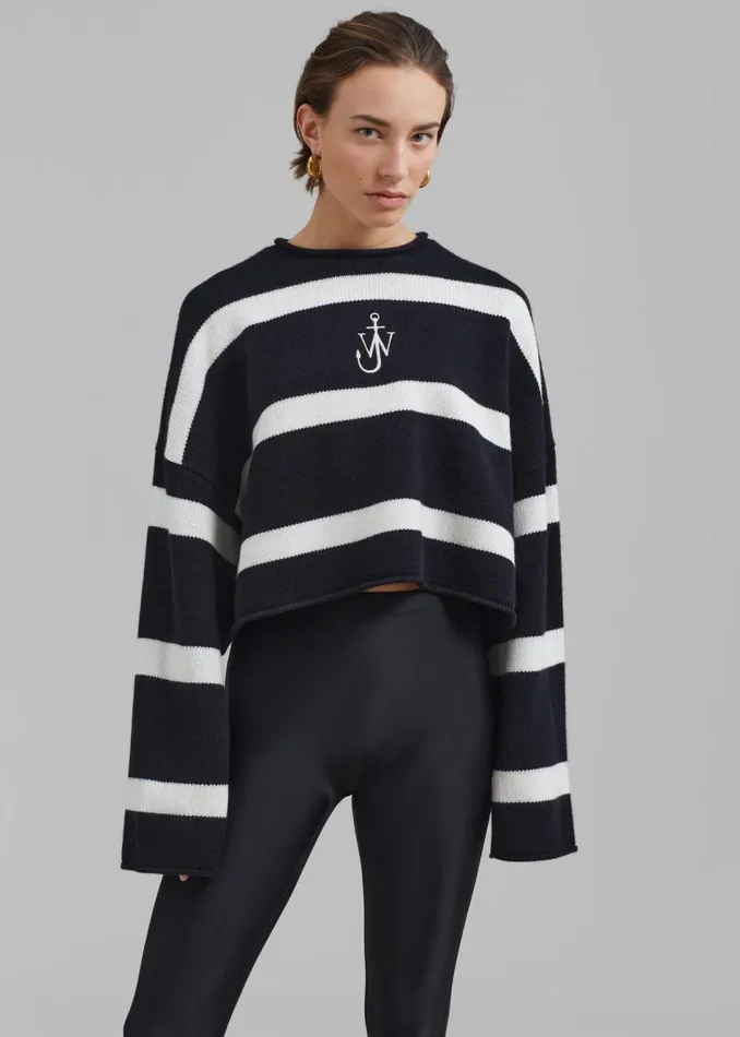 Women The Frankie Shop Knitwear JW Anderson Cropped Anchor Jumper Blackwhite