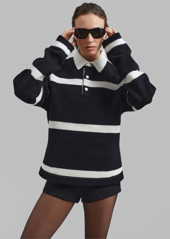 Women The Frankie Shop Knitwear JW Anderson Structured Polo Top Black