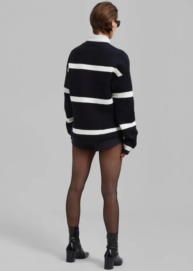 Women The Frankie Shop Knitwear JW Anderson Structured Polo Top Black