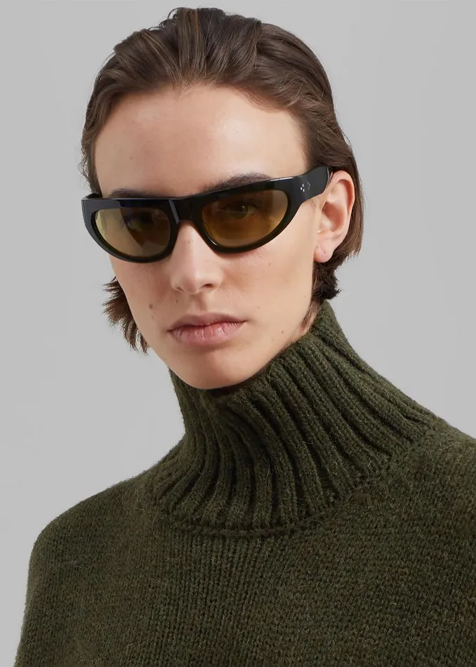 Women The Frankie Shop Knitwear JW Anderson Textured Patch Pocket Turtleneck Jumper Forest Green