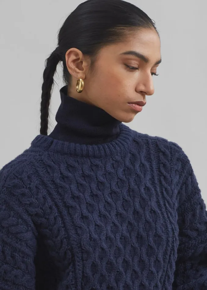 Women The Frankie Shop Knitwear Kea Braided Sweater Navy