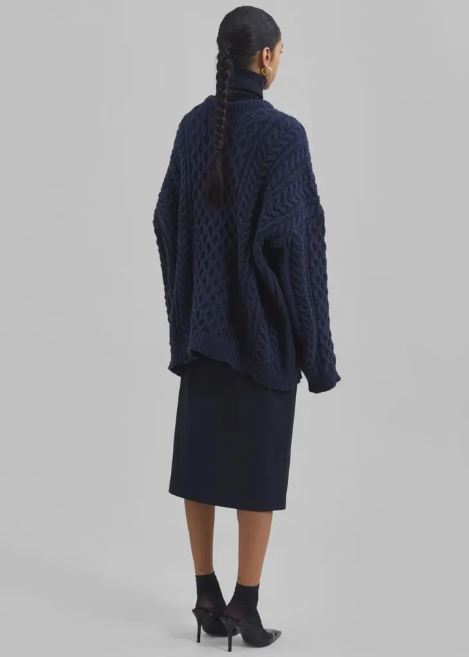 Women The Frankie Shop Knitwear Kea Braided Sweater Navy