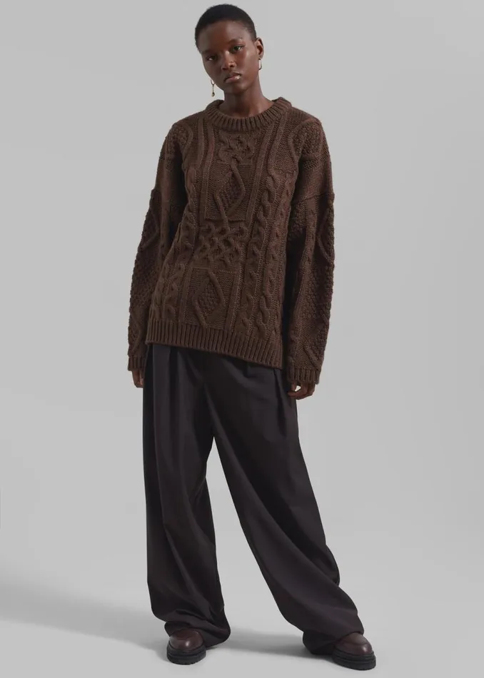 Women The Frankie Shop Knitwear Keri Braided Sweater Brown