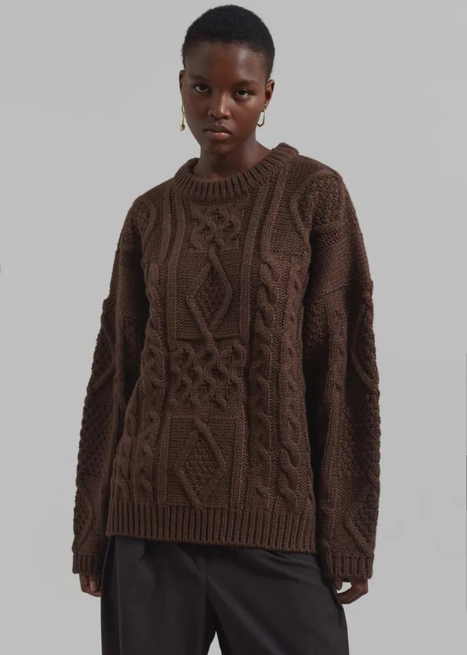 Women The Frankie Shop Knitwear Keri Braided Sweater Brown