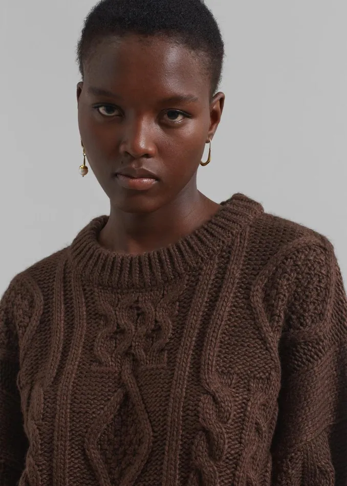 Women The Frankie Shop Knitwear Keri Braided Sweater Brown