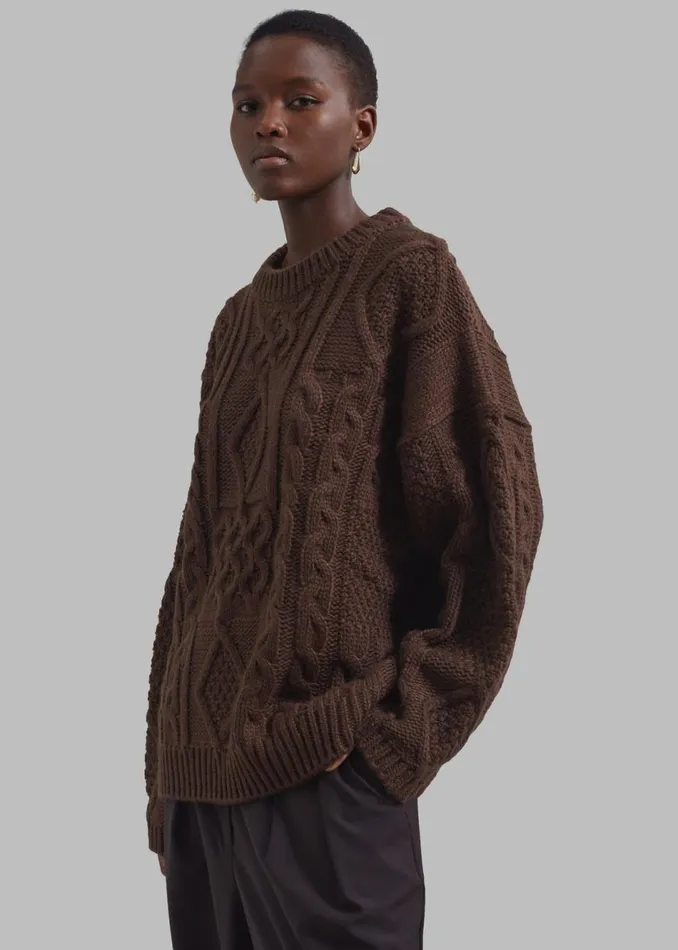 Women The Frankie Shop Knitwear Keri Braided Sweater Brown