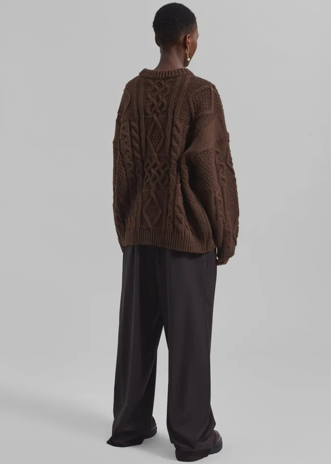 Women The Frankie Shop Knitwear Keri Braided Sweater Brown