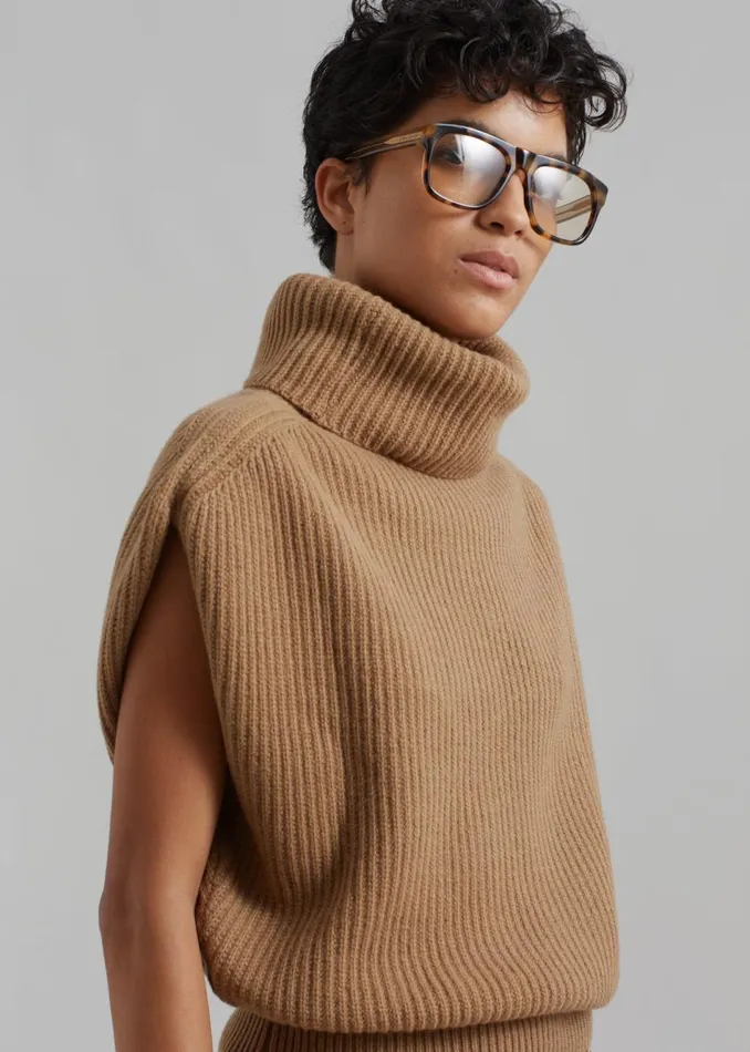 Women The Frankie Shop Knitwear Lana Sleeveless Turtleneck Camel