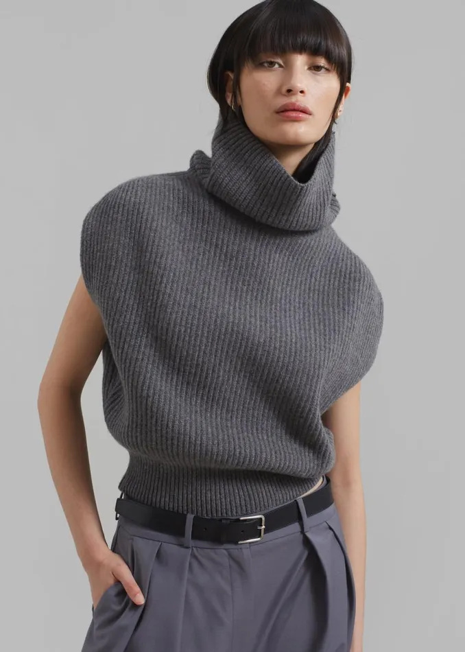 Women The Frankie Shop Knitwear Lana Sleeveless Turtleneck Grey