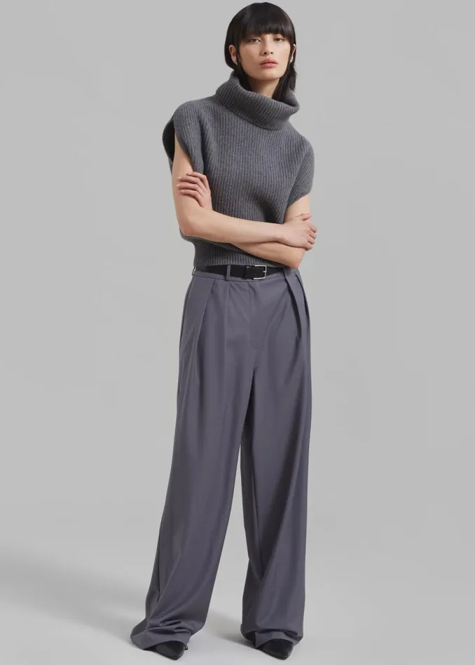 Women The Frankie Shop Knitwear Lana Sleeveless Turtleneck Grey