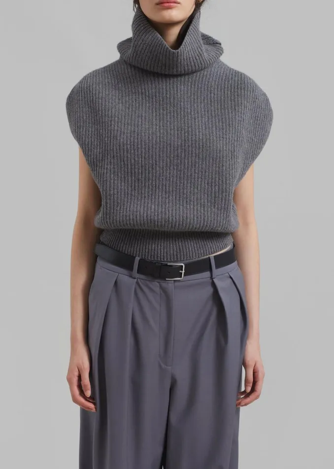 Women The Frankie Shop Knitwear Lana Sleeveless Turtleneck Grey