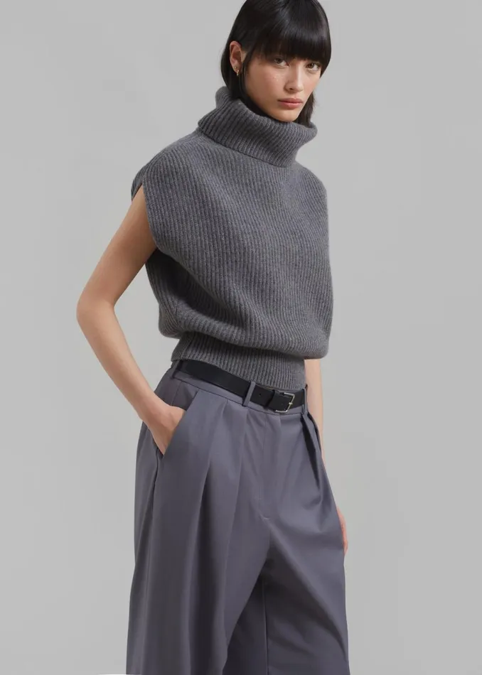 Women The Frankie Shop Knitwear Lana Sleeveless Turtleneck Grey