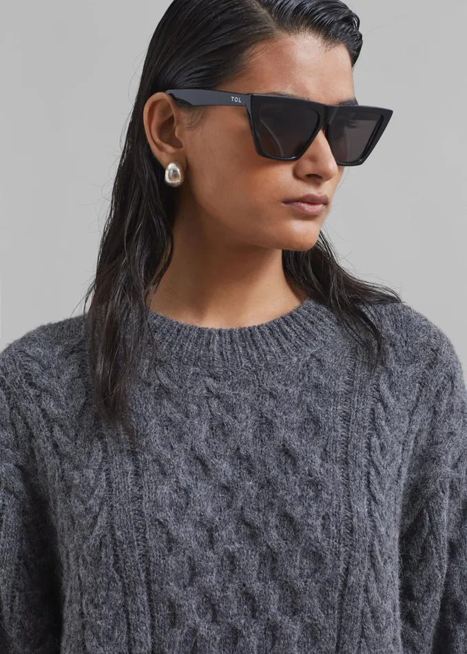 Women The Frankie Shop Knitwear Leighton Braided Knit Sweater Grey
