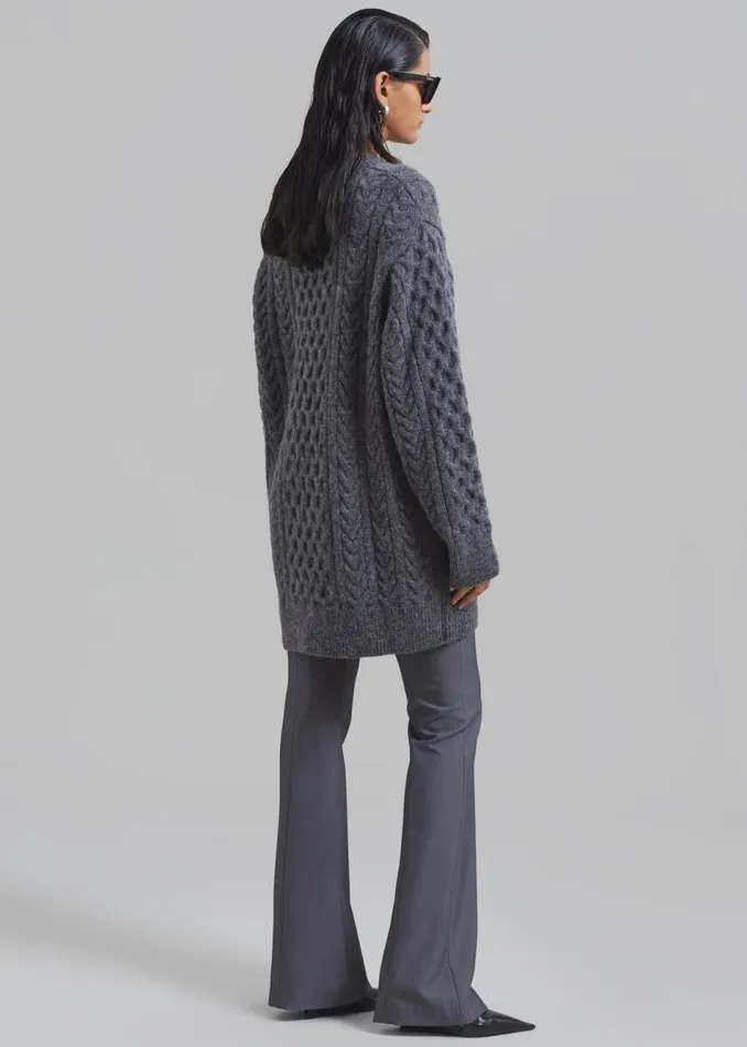 Women The Frankie Shop Knitwear Leighton Braided Knit Sweater Grey