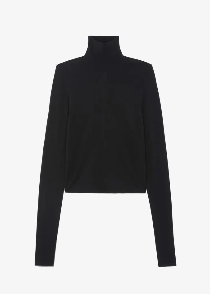 Women The Frankie Shop Knitwear Logan Wool Extra Long Sleeve Turtleneck Black