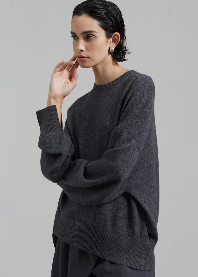 Women The Frankie Shop Knitwear Loulou Studio Anaa Cashmere Sweater Anthracite Melange