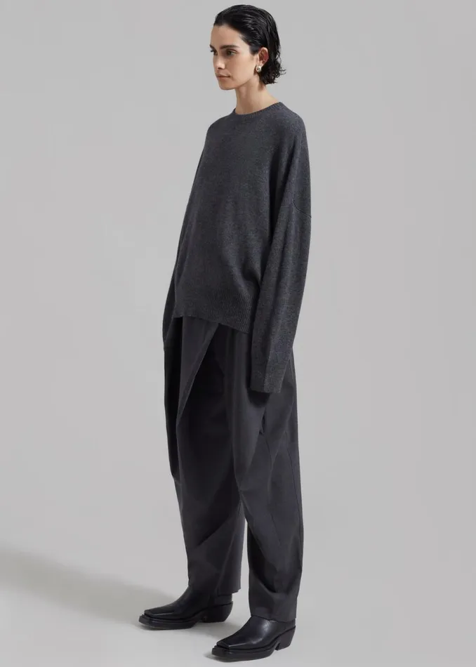 Women The Frankie Shop Knitwear Loulou Studio Anaa Cashmere Sweater Anthracite Melange